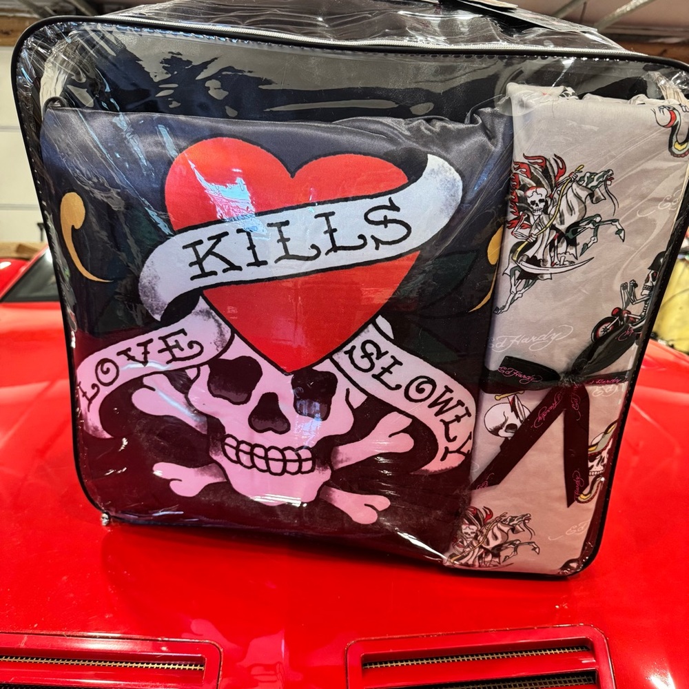 Ed Hardy Black and Red Bedding Set